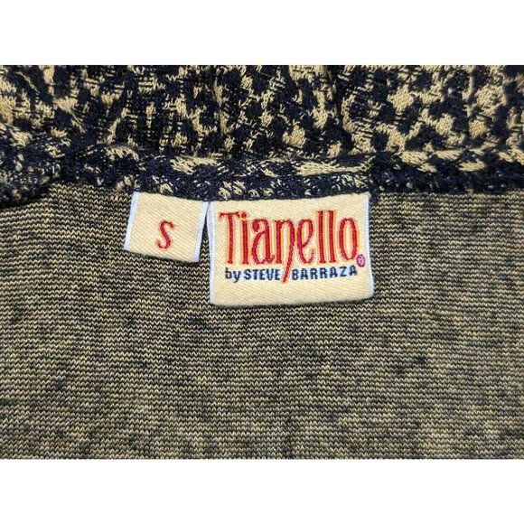 Tianello by Steve Barraza black yellow scoop neck high low‎ 3/4" sleeve top S - Picture 4 of 7